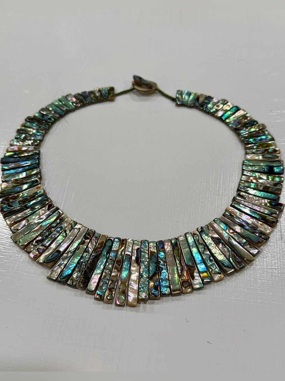 Abalone Shell Statement Collar Necklace - Iridescent Multi